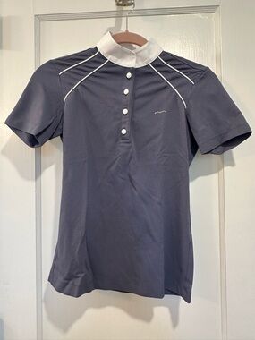 Animo Navy Blue Short Sleeve Show Shirt with White Trim